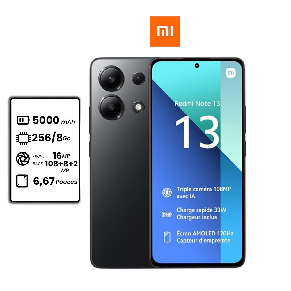 Redmi Note 13 - 6.67" - 108MP - 256go - 8go Ram - 5000mAh