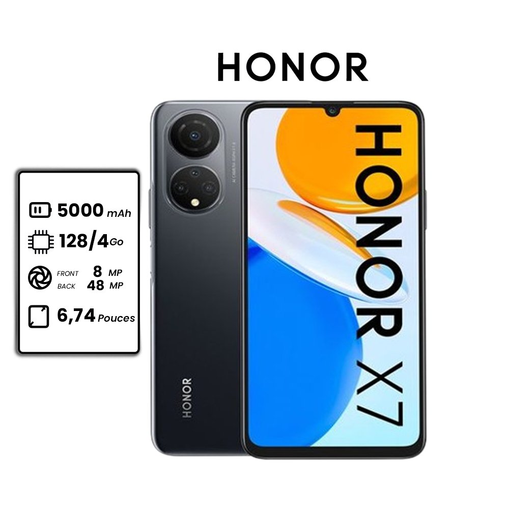 Honor X7 - 6.74" - 48MP - 128go - 4go Ram - 5000mAh - 2 sim