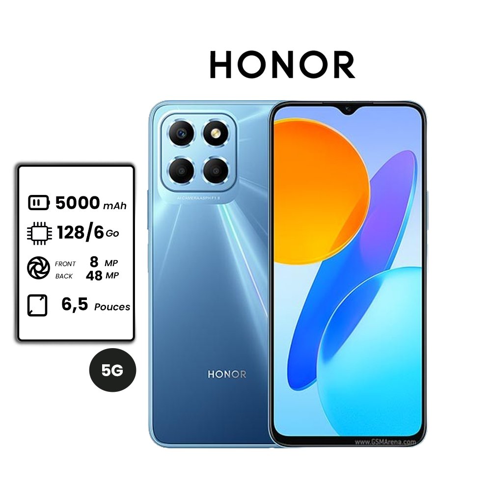 Honor X8 - 6.5" - 5G - 48MP - 128go - 6go Ram - 5000mAh - 2 sim