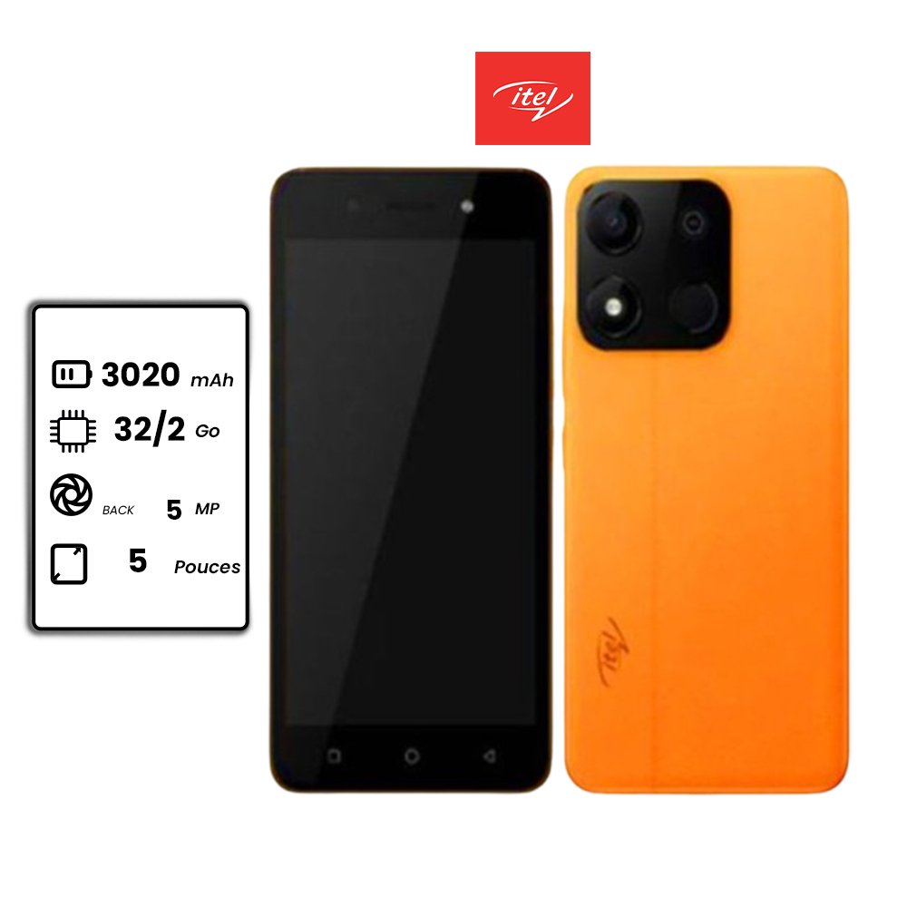 Itel A18s - 5" - 32go - 2go Ram - 3020mAh - 5MP / 2MP - 2 sim