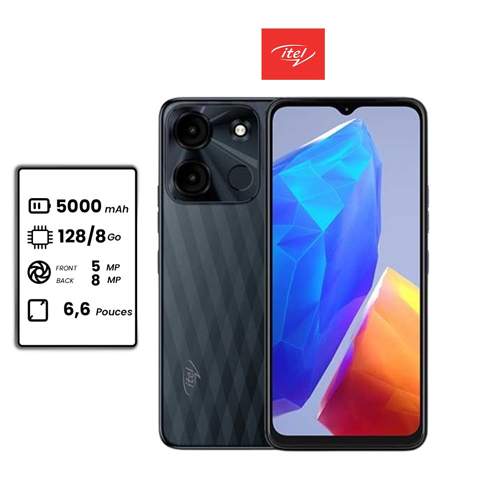 Itel A60s - 6.6" - 128go - 8go Ram - 5000mAh - 8MP / 5MP - 2 sim