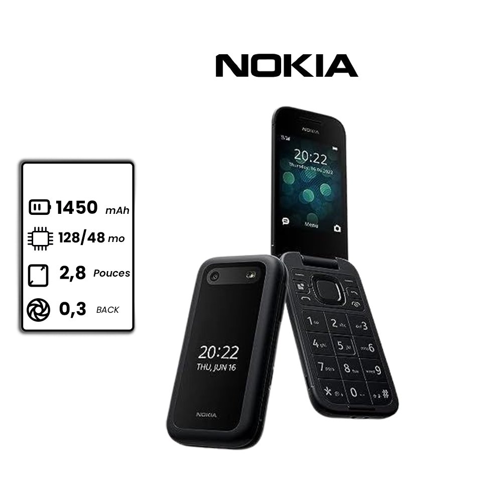 Nokia 2660 - 2 sim - 1450mAh - 128Mo/48Mo - flash - FM Radio