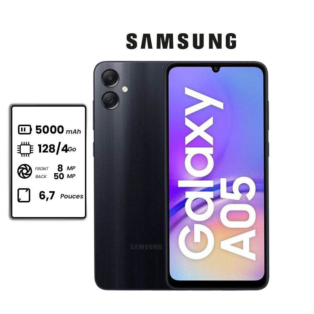 Samsung Galaxy A05 - 6.7" - 128go - 4go Ram - 50MP - 5000mAh - 2 sim