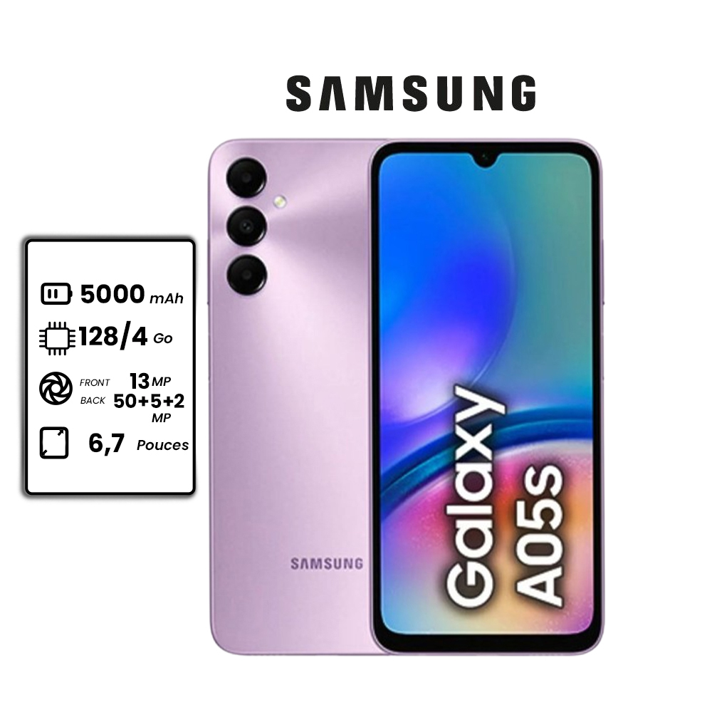 Samsung Galaxy A05s - 6.7" - 128go - 4go Ram - 5000mAh - 50Mp - 2 sim