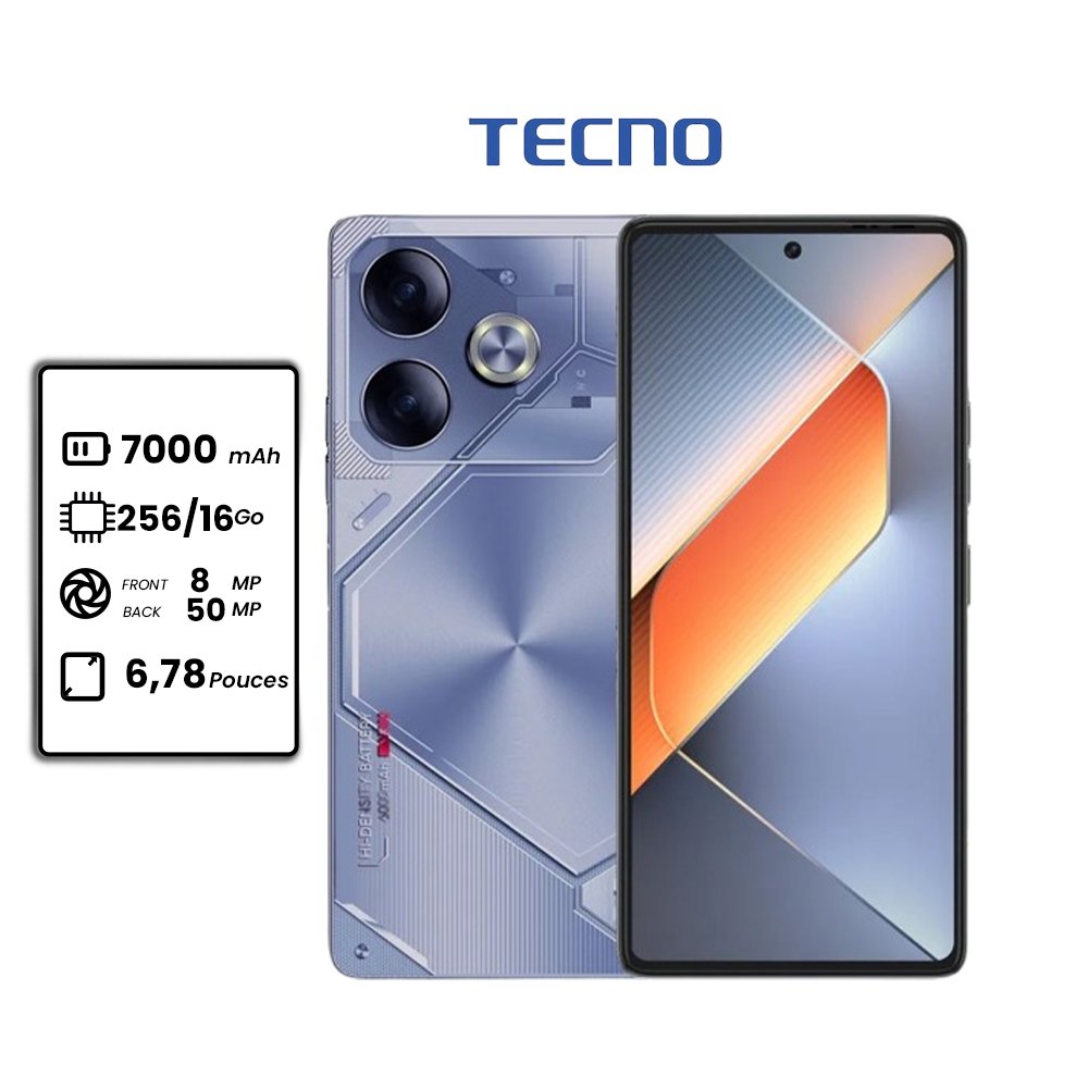 Tecno Pova 6 Neo - 6.78" - 50MP - 256go - 16go Ram - 7000mAh - 2 sim