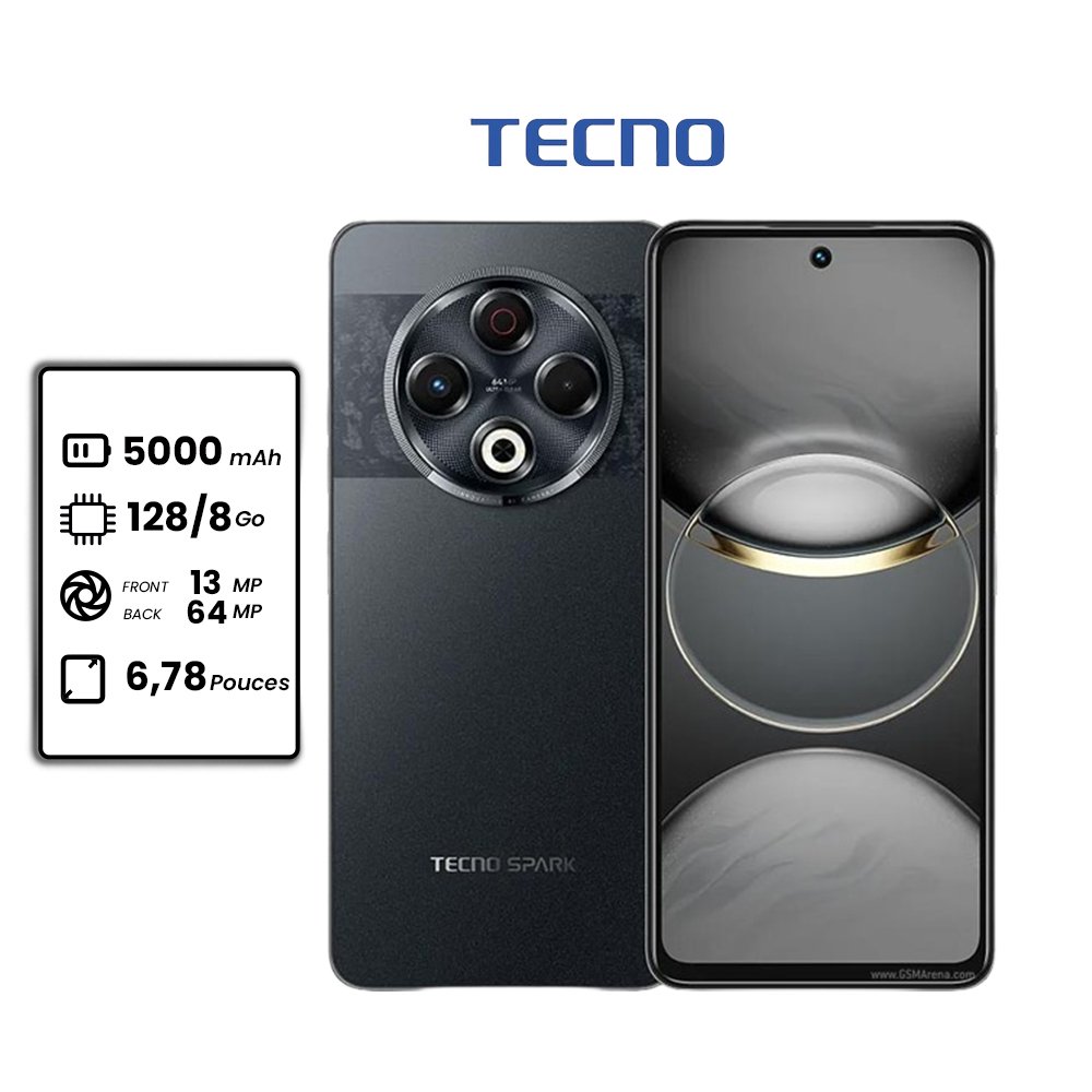 Tecno Spark 30 - 6.78" - 64MP - 128go - 4go Ram - 5000mAh - 2 sim